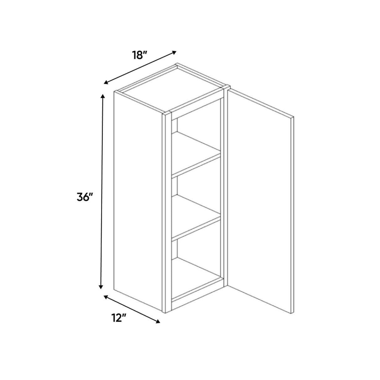 Essence Cemento - 18 Inch Height Single Door Wall Cabinet - 18" Width x 36" Height x 12" Depth