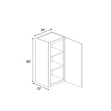 Avalon Ashen - 21 Inch Height Single Door Wall Cabinet - 21" Width x 30" Height x 12" Depth