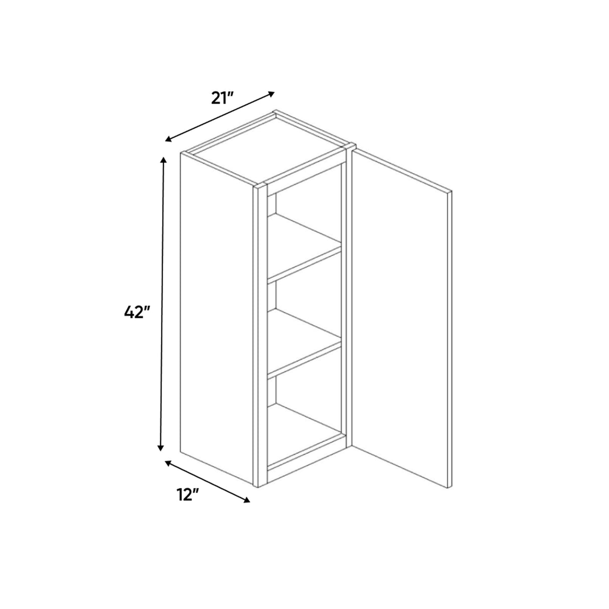 Essence Cemento - 21 Inch Height Single Door Wall Cabinet - 21" Width x 42" Height x 12" Depth