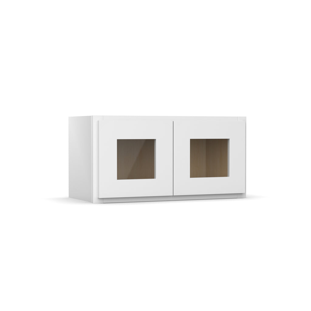 Liberty Shaker White Double Glass Door Kitchen Wall Cabinet - 12
