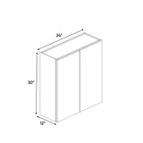 Windsor Ashen - 24 Inch Height Double Door Wall Cabinet - 24" Width x 30" Height x 12" Depth