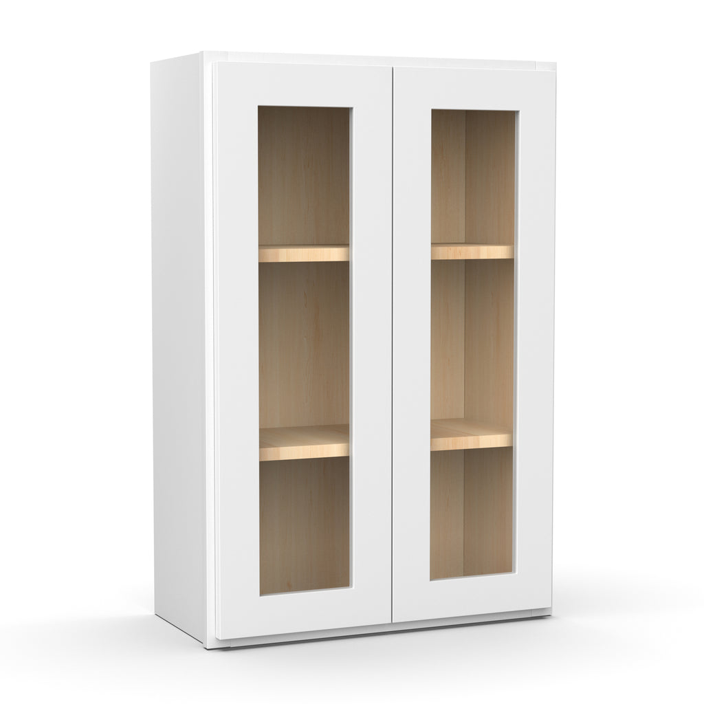Liberty Shaker White Double Glass Door Kitchen Wall Cabinet - 36