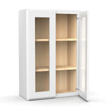Liberty Shaker White Double Glass Door Kitchen Wall Cabinet - 36"H x 24"W x 12"D