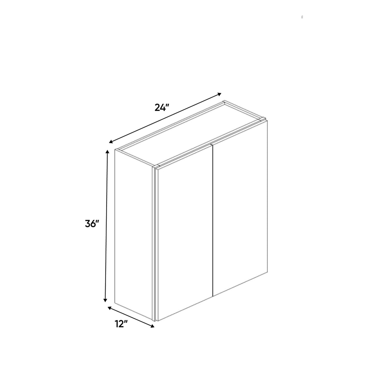 Belmont Grey - 24 Inch Height Double Door Wall Cabinet - 24" Width x 36" Height x 12" Depth