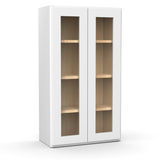 Liberty Shaker White Double Glass Door Kitchen Wall Cabinet - 42"H x 24"W x 12"D