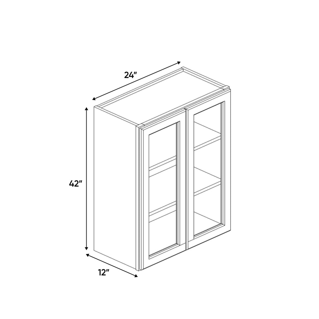 Slim Shaker Oatmeal - 24 Inch Double Glass Door Wall Cabinet - 24