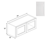 RTA - Liberty Shaker White - Double Glass Door Wall Cabinets - 12"H x 27"W x 12"D