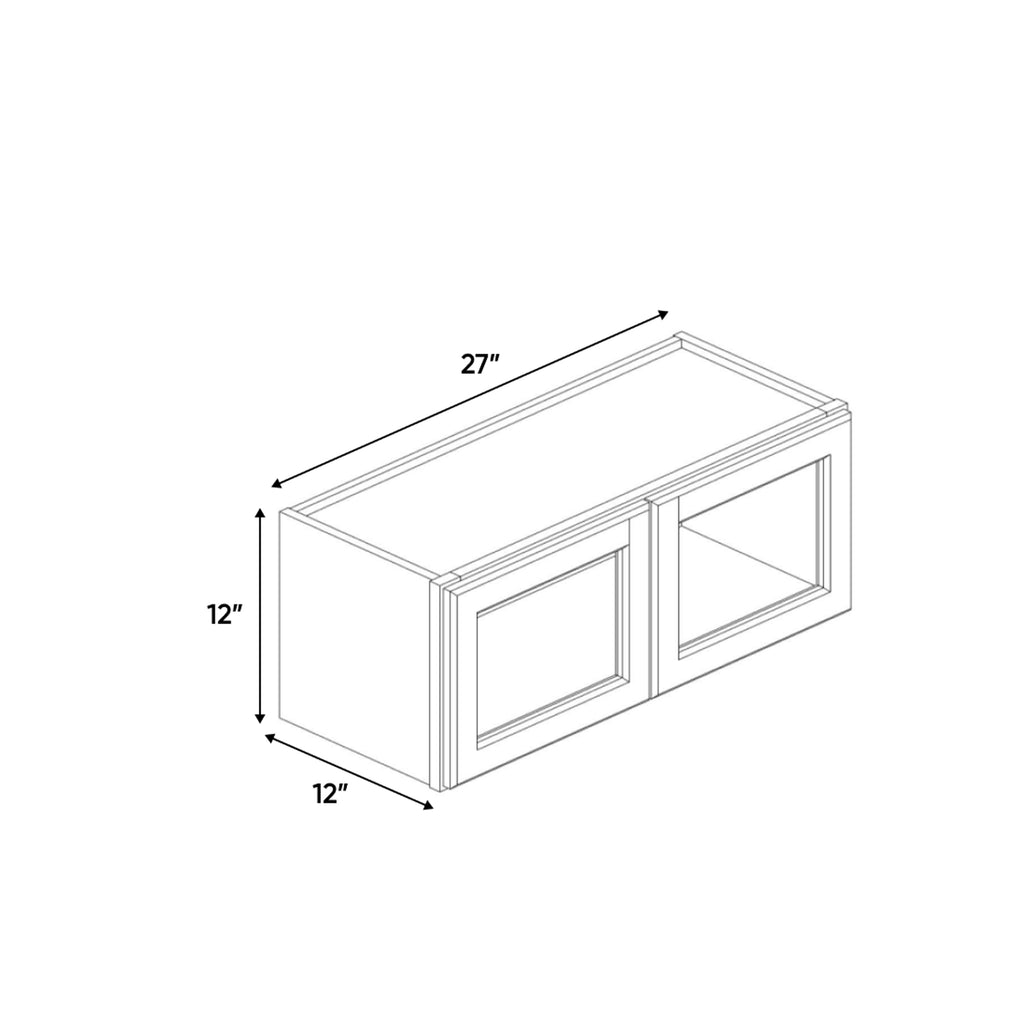 Belmont Grey - 27 Inch Double Glass Door Wall Cabinet - 27