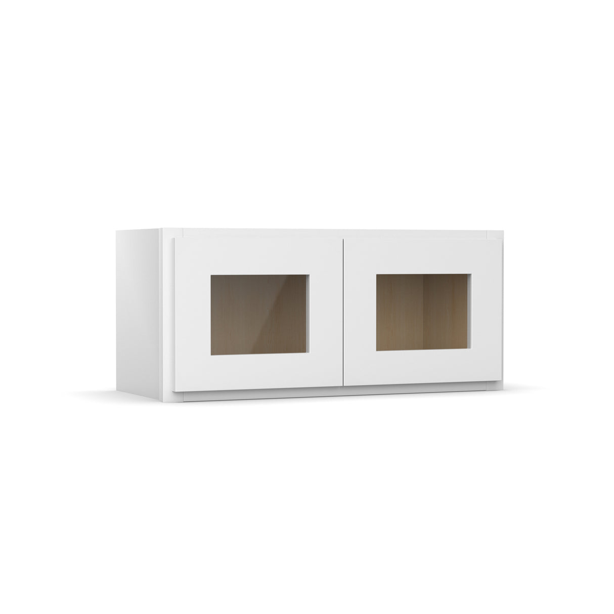 RTA - Liberty Shaker White - Double Glass Door Wall Cabinets - 12"H x 27"W x 12"D