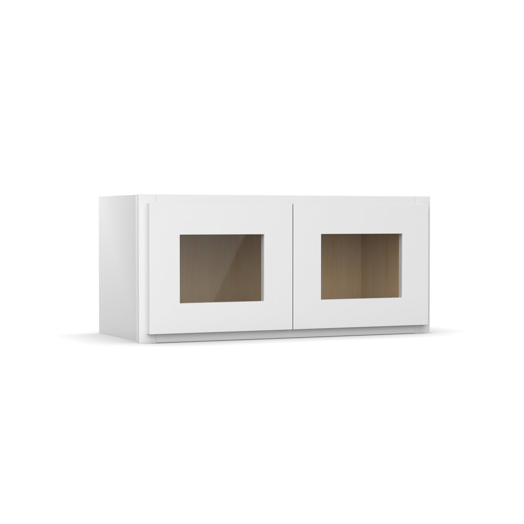 Liberty Shaker White Double Glass Door Kitchen Wall Cabinet - 12