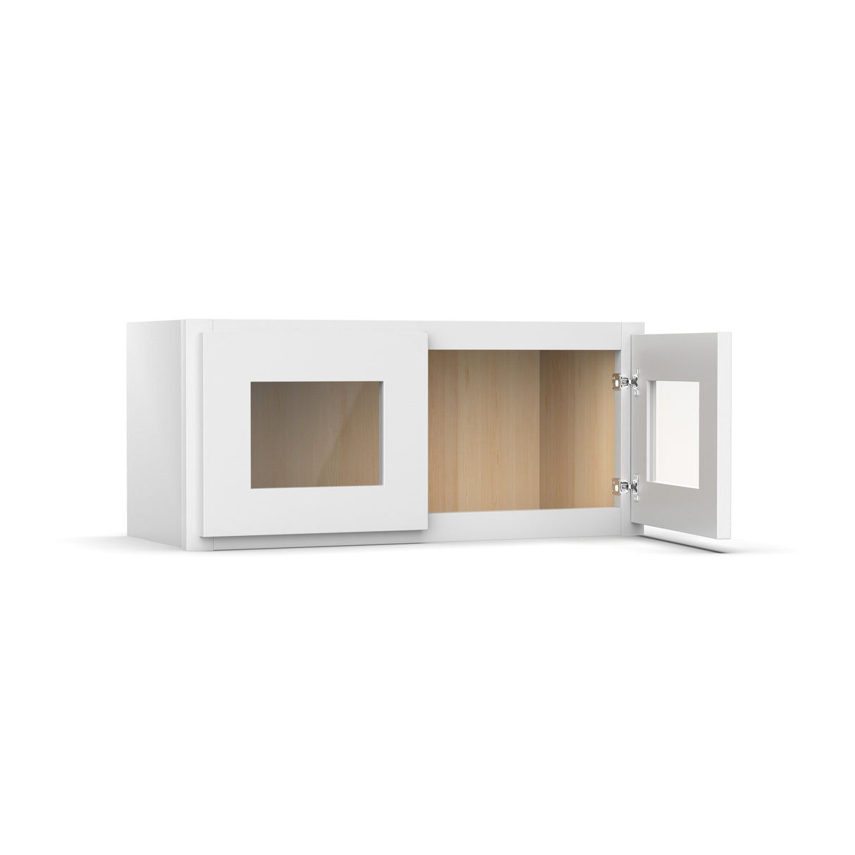 RTA - Liberty Shaker White - Double Glass Door Wall Cabinets - 12"H x 27"W x 12"D