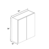 Essence Cemento - 27 Inch Height Double Door Wall Cabinet - 27" Width x 36" Height x 12" Depth