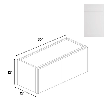 Double Door - White - Wall Cabinets - 12 in H x 30 in W x 24 in D