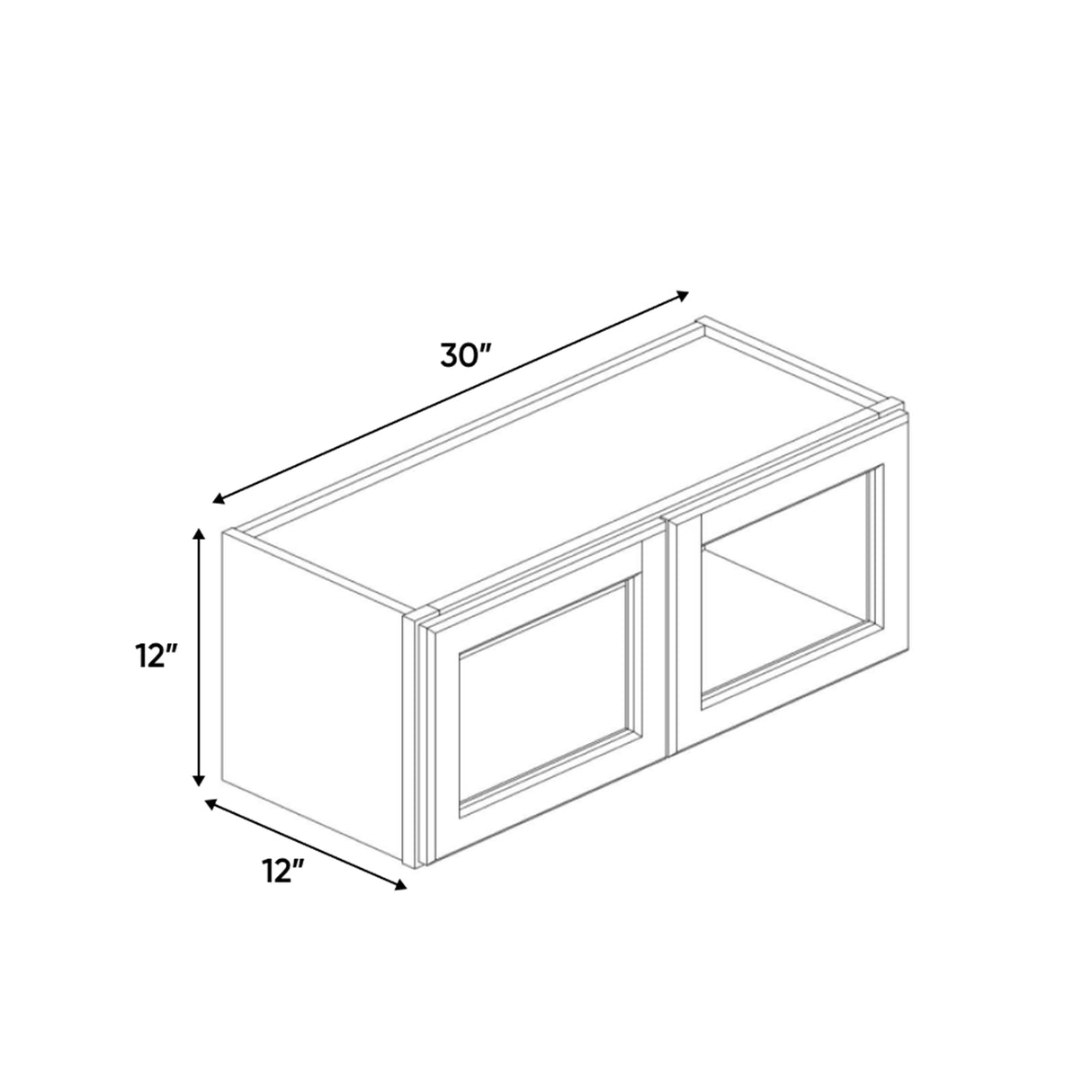 Avalon Ashen - 30 Inch Double Glass Door Wall Cabinet - 30" Width x 12" Height x 12" Depth