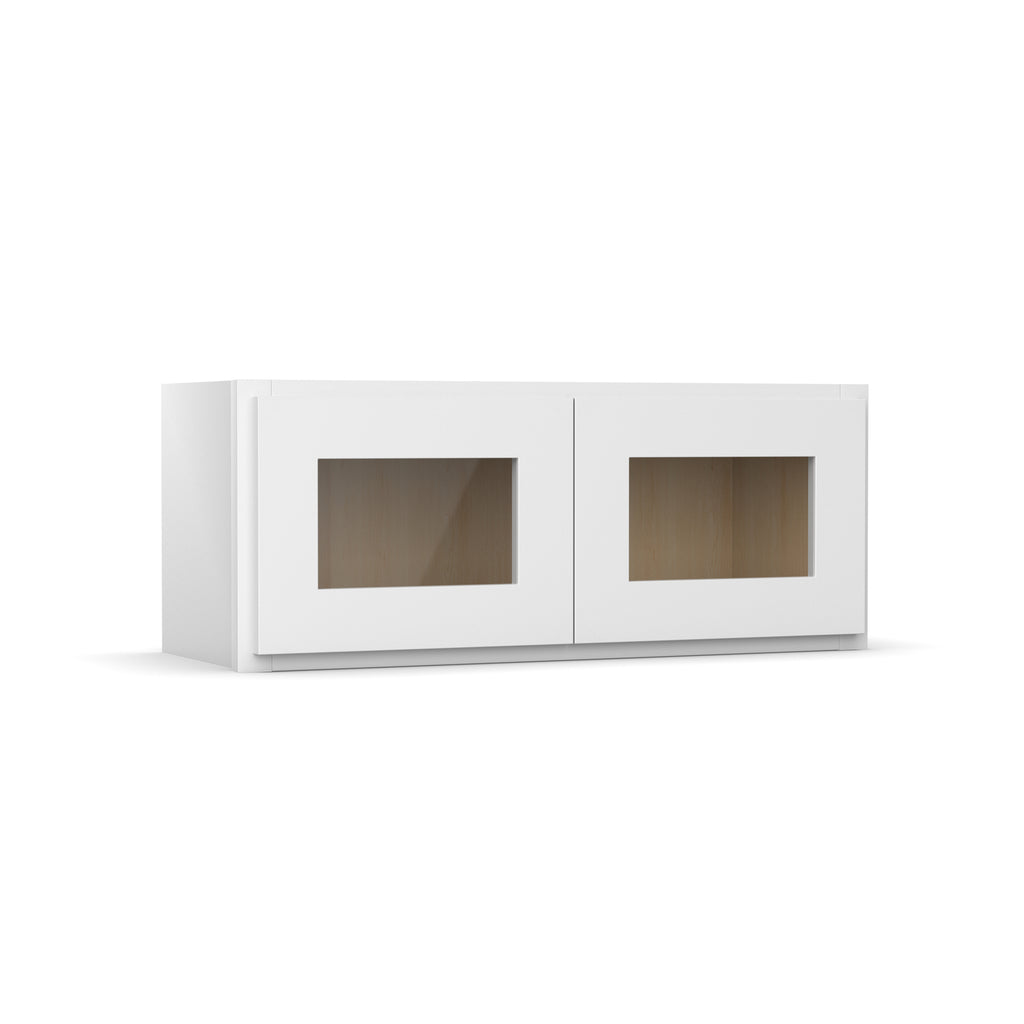 Liberty Shaker White Double Glass Door Kitchen Wall Cabinet - 12