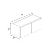 Belmont Grey - 30 Inch Height Double Door Wall Cabinet - 30" Width x 12" Height x 12" Depth