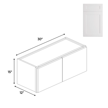 Double Door - White - Wall Cabinets - 15 in H x 30 in W x 24 in D