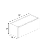 Windsor Ashen - 30 Inch Height Double Door Wall Cabinet - 30" Width x 15" Height x 12" Depth
