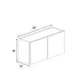 Essence Cemento - 30 Inch Height Double Door Wall Cabinet - 30" Width x 18" Height x 12" Depth