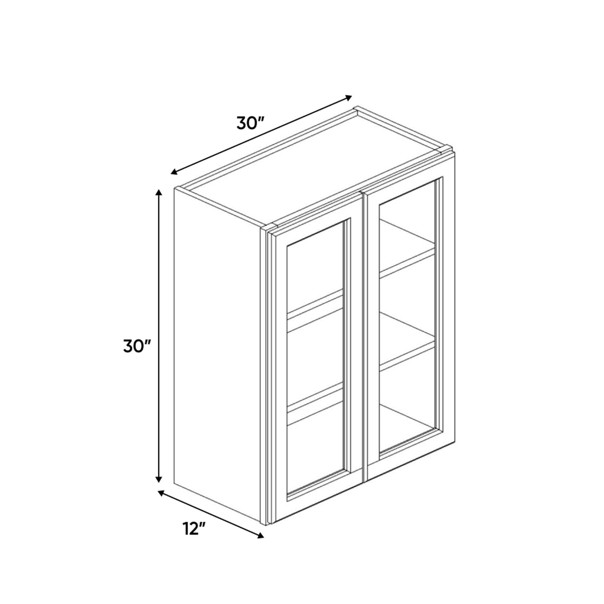 Essence Cemento - 30 Inch Double Glass Door Wall Cabinet - 30" Width x 30" Height x 12" Depth