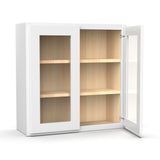 White - Double Glass Door Wall Cabinet - 30"W x 30"H x 12"D