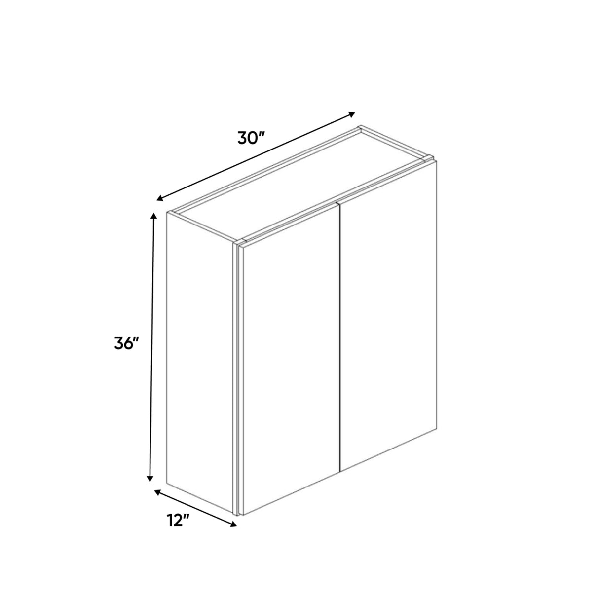Essence Cemento - 30 Inch Height Double Door Wall Cabinet - 30" Width x 36" Height x 12" Depth
