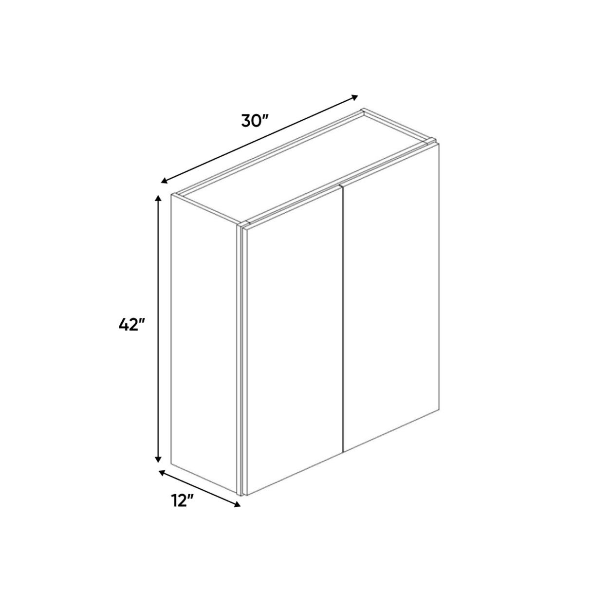 Portland Chestnut - 30 Inch Height Double Door Wall Cabinet - 30" Width x 42" Height x 12" Depth