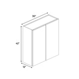 Portland Chestnut - 30 Inch Height Double Door Wall Cabinet - 30" Width x 42" Height x 12" Depth