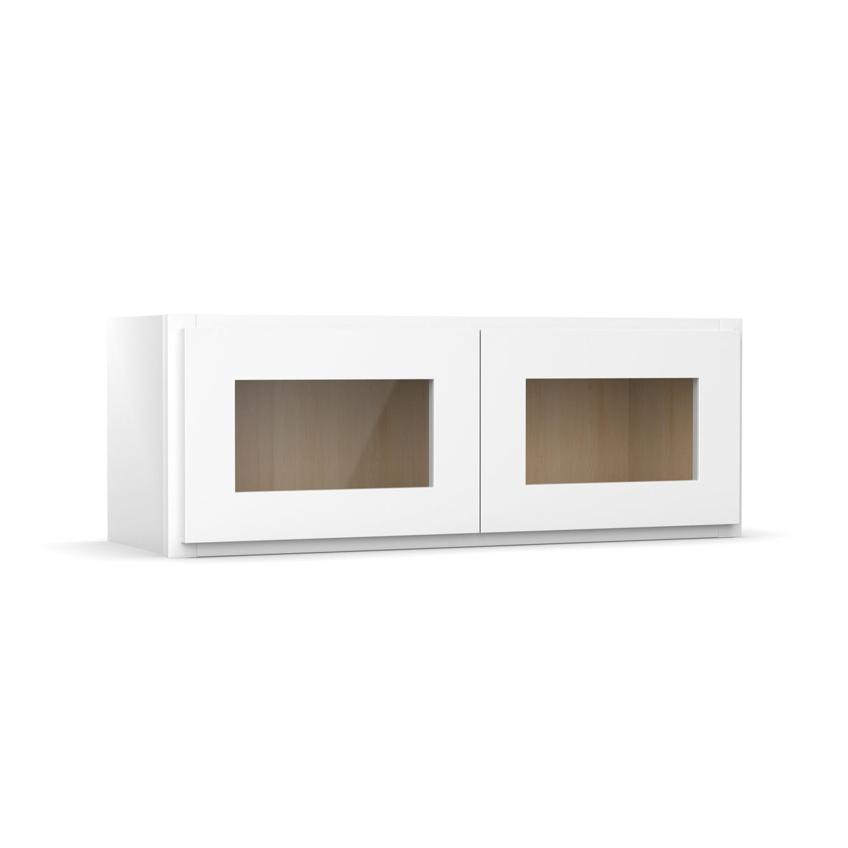 RTA - Liberty Shaker White - Double Glass Door Wall Cabinets - 12"H x 33"W x 12"D
