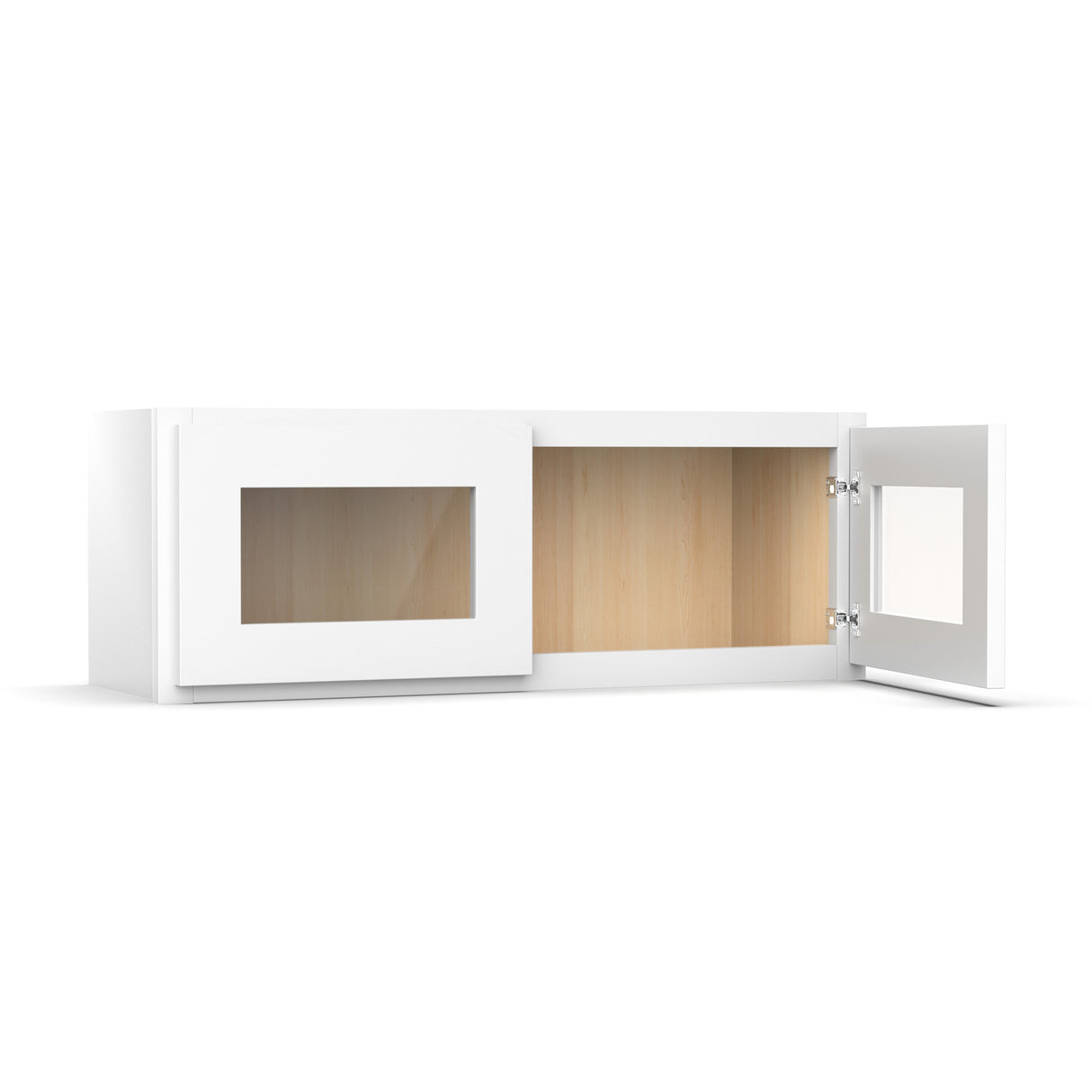 RTA - Liberty Shaker White - Double Glass Door Wall Cabinets - 12"H x 33"W x 12"D