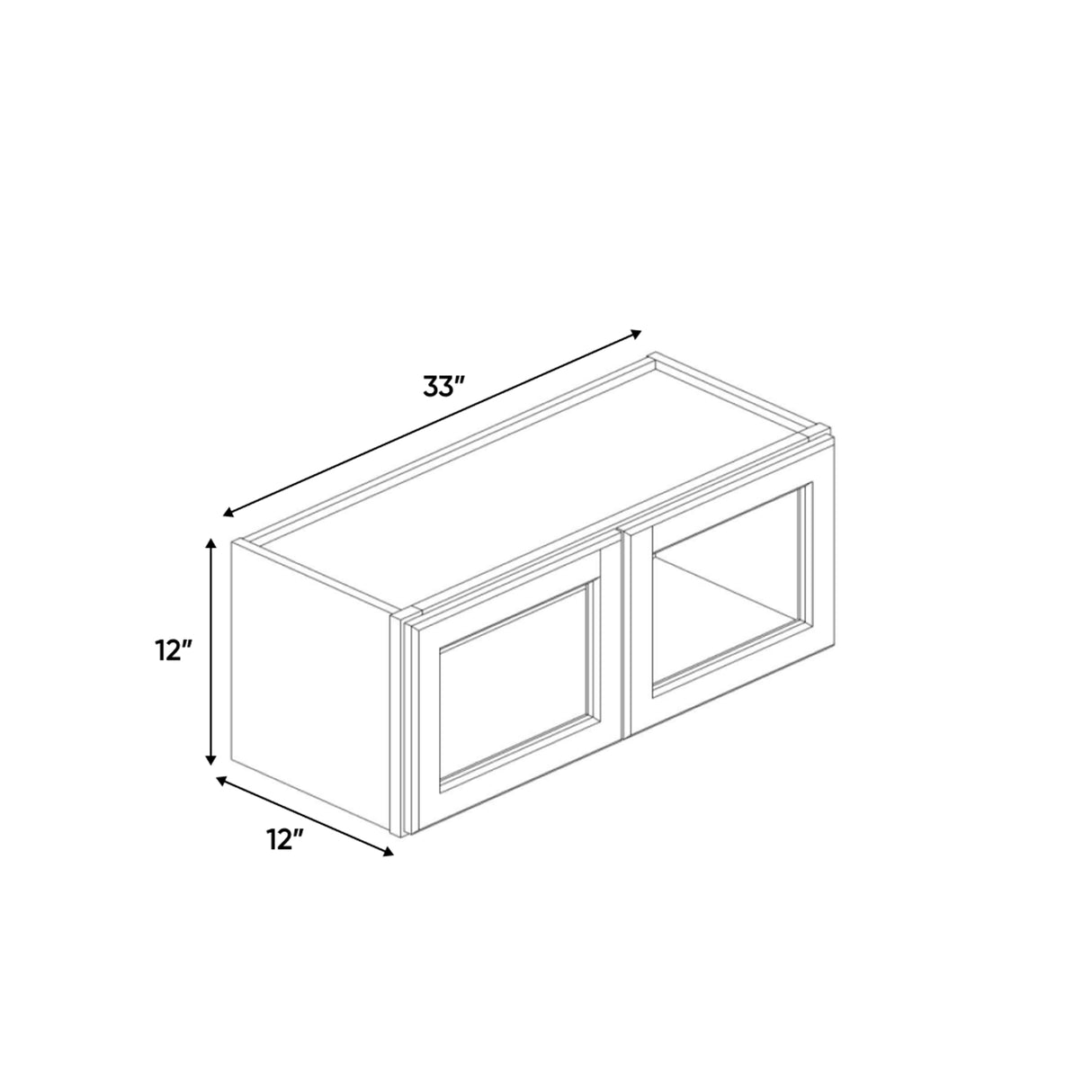 Portland Chestnut - 33 Inch Double Glass Door Wall Cabinet - 33" Width x 12" Height x 12" Depth