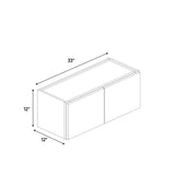 Windsor Ashen - 33 Inch Height Double Door Wall Cabinet - 33" Width x 12" Height x 12" Depth
