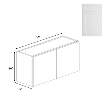 Double Door - White - Wall Cabinets - 24 in H x 33 in W x 12 in D