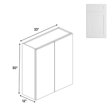 Double Door - White - Wall Cabinets - 30 in H x 33 in W x 12 in D