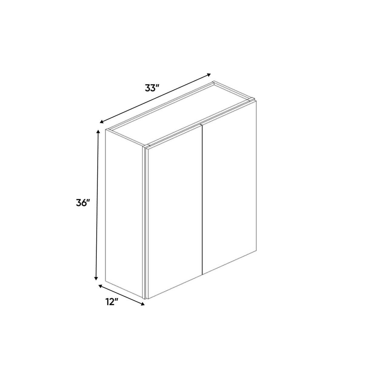 Avalon Ashen - 33 Inch Height Double Door Wall Cabinet - 33" Width x 36" Height x 12" Depth