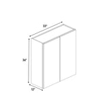Sonoma White - 33 Inch Height Double Door Wall Cabinet - 33" Width x 36" Height x 12" Depth