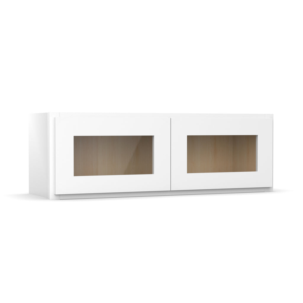 Liberty Shaker White Double Glass Door Kitchen Wall Cabinet - 12