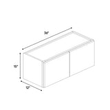 Belmont Grey - 36 Inch Height Double Door Wall Cabinet - 36" Width x 15" Height x 12" Depth