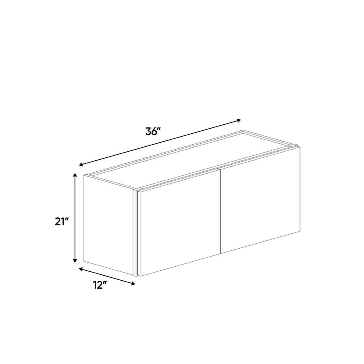 Liberty Shaker Blue - 36 Inch Height Double Door Wall Cabinet - 36" Width x 21" Height x 12" Depth