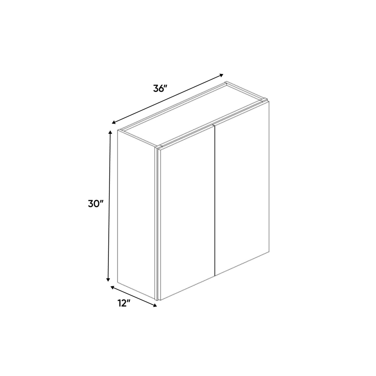 Windsor Ashen - 36 Inch Height Double Door Wall Cabinet - 36" Width x 30" Height x 12" Depth