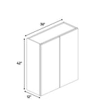 Avalon Ashen - 36 Inch Height Double Door Wall Cabinet - 36" Width x 42" Height x 12" Depth