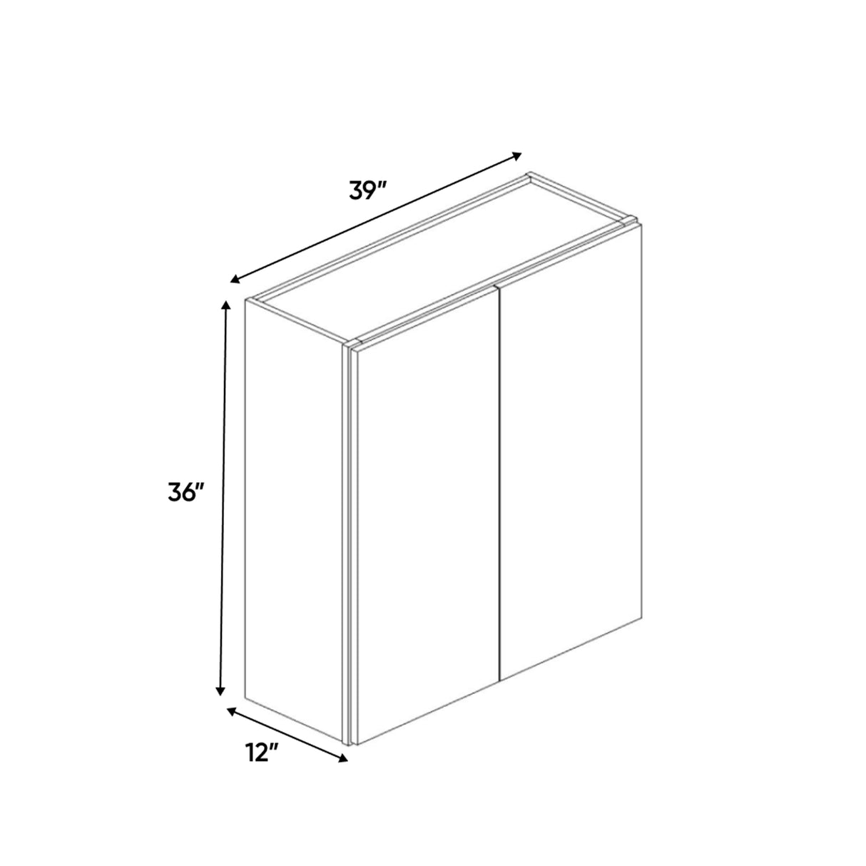 Windsor Ashen - 39 Inch Height Double Door Wall Cabinet - 39" Width x 36" Height x 12" Depth