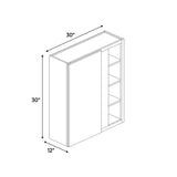 Portland Chestnut - 30x30 Inch Wall Blind Corner Wall Cabinet - 30" Width x 30" Height x 12" Depth