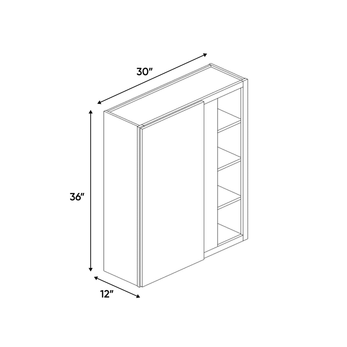Newport Millstone - 30x36 Inch Wall Blind Corner Wall Cabinet - 30" Width x 36" Height x 12" Depth