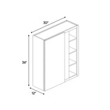 Portland Chestnut - 30x36 Inch Wall Blind Corner Wall Cabinet - 30" Width x 36" Height x 12" Depth