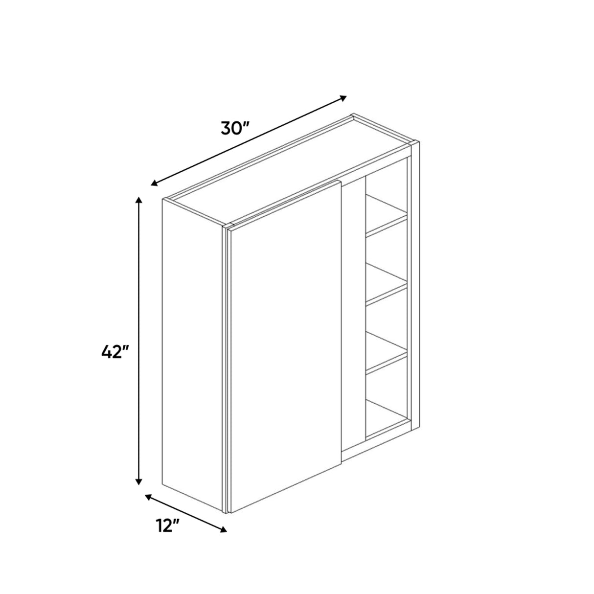 Windsor Ashen - 30x42 Inch Wall Blind Corner Wall Cabinet - 30" Width x 42" Height x 12" Depth