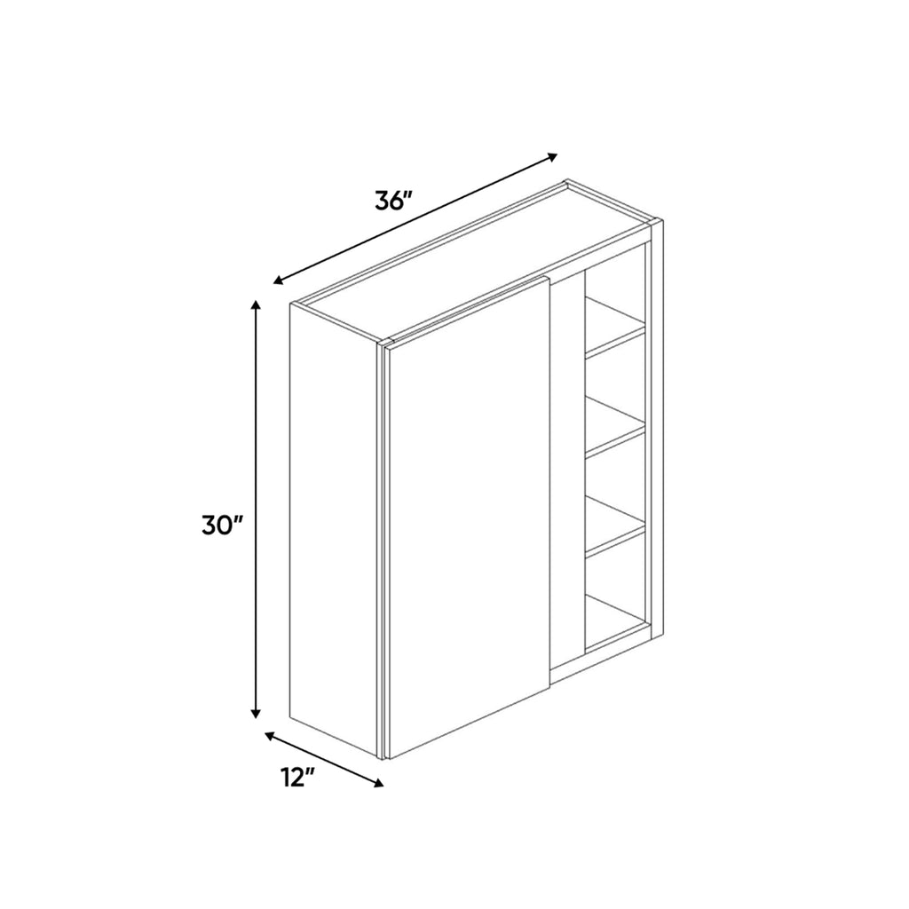 Essence Cemento - 36x30 Inch Wall Blind Corner Wall Cabinet - 36