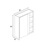 Portland Chestnut - 36x30 Inch Wall Blind Corner Wall Cabinet - 36" Width x 30" Height x 12" Depth