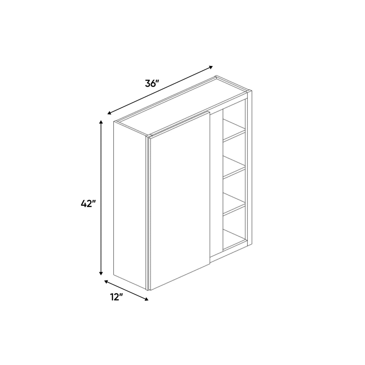 Atlas Blanco - 36x42 Inch Wall Blind Corner Wall Cabinet - 36" Width x 42" Height x 12" Depth