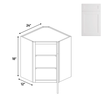 White Diagonal Corner Wall Cabinets - 18 in H x 24 in W x 24 in D - Pre Assembled